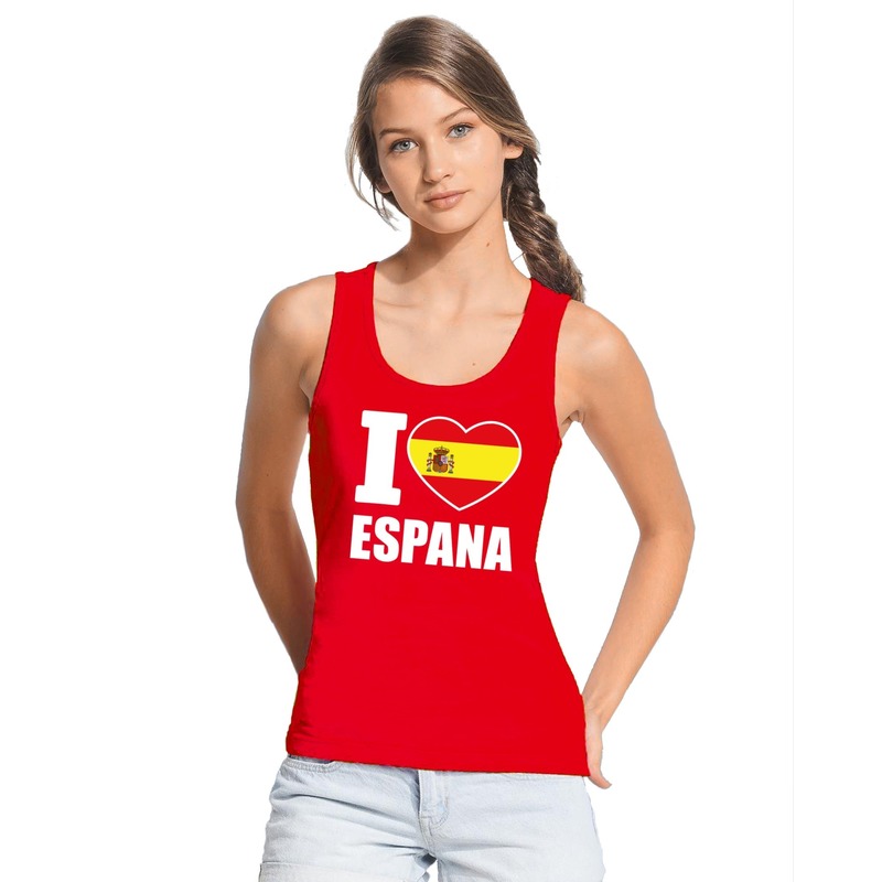 Rood I love Spanje fan singlet shirt- tanktop dames