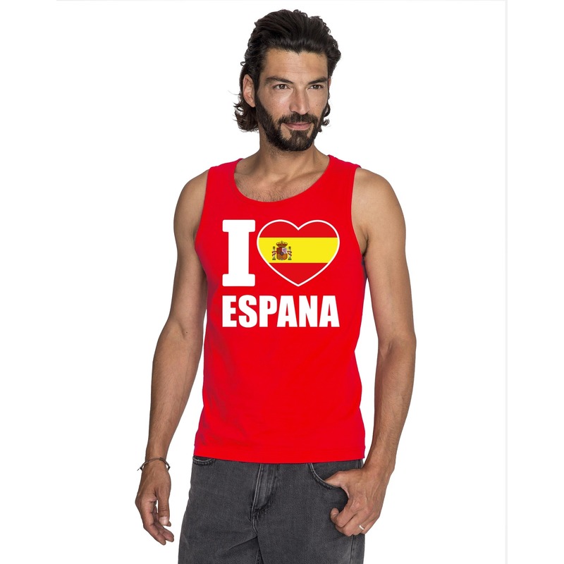 Rood I love Spanje fan singlet shirt- tanktop heren