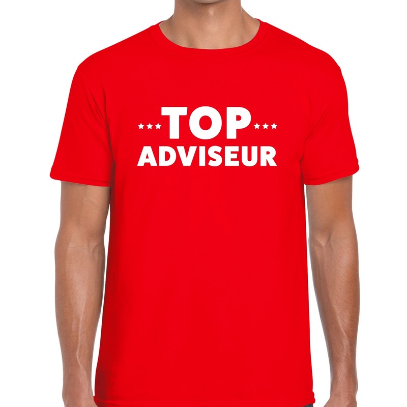 Rood tekst shirt met top adviseur bedrukking voor heren
