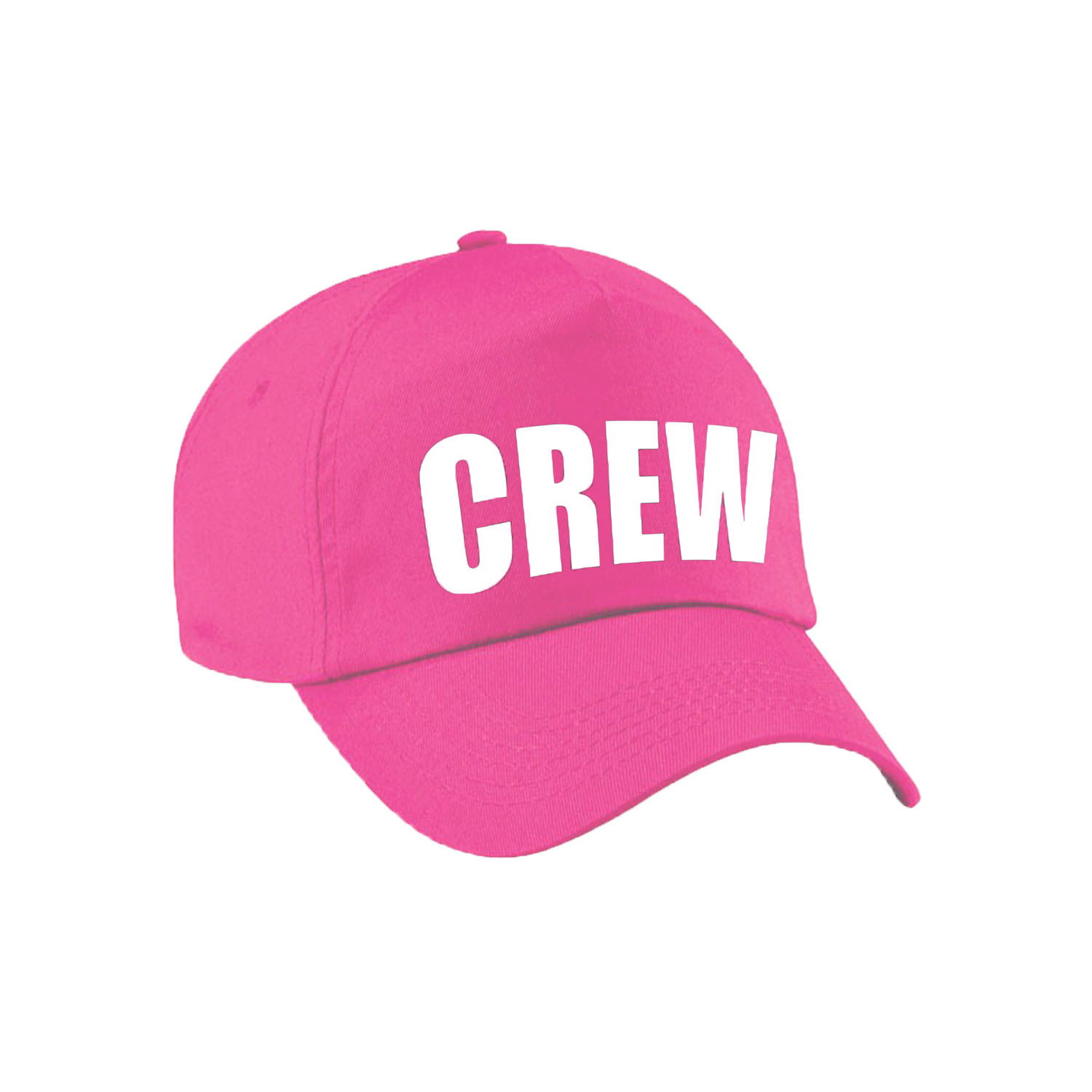 Roze crew personeel team pet-cap voor volwassenen