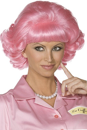 Roze dames pruik beauty school