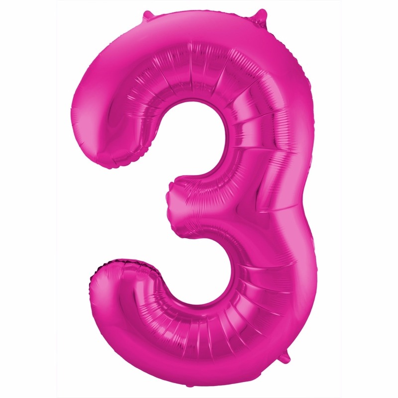 Roze folie ballonnen 3 jaar