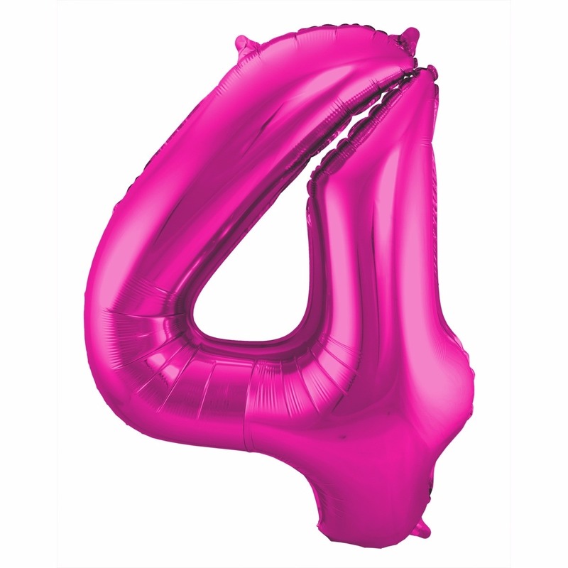 Roze folie ballonnen 4 jaar