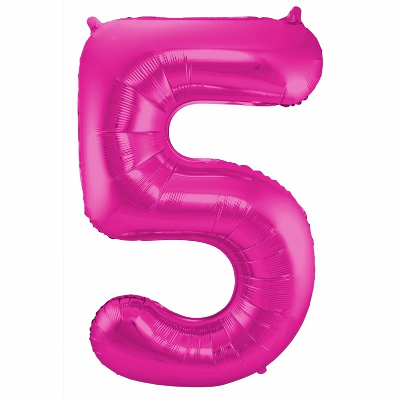 Roze folie ballonnen 5 jaar