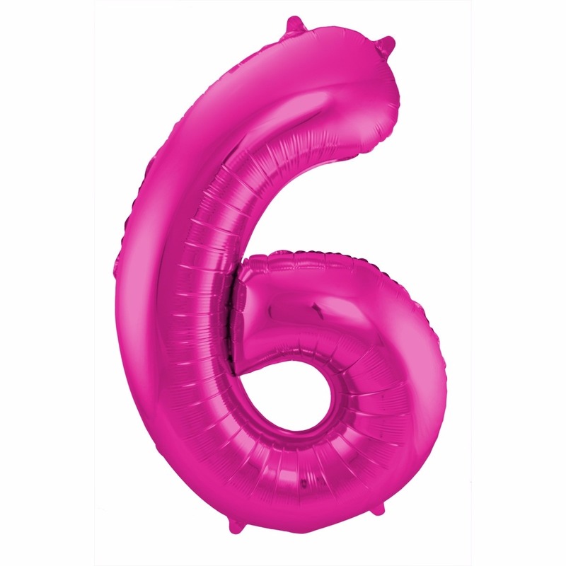 Roze folie ballonnen 6 jaar