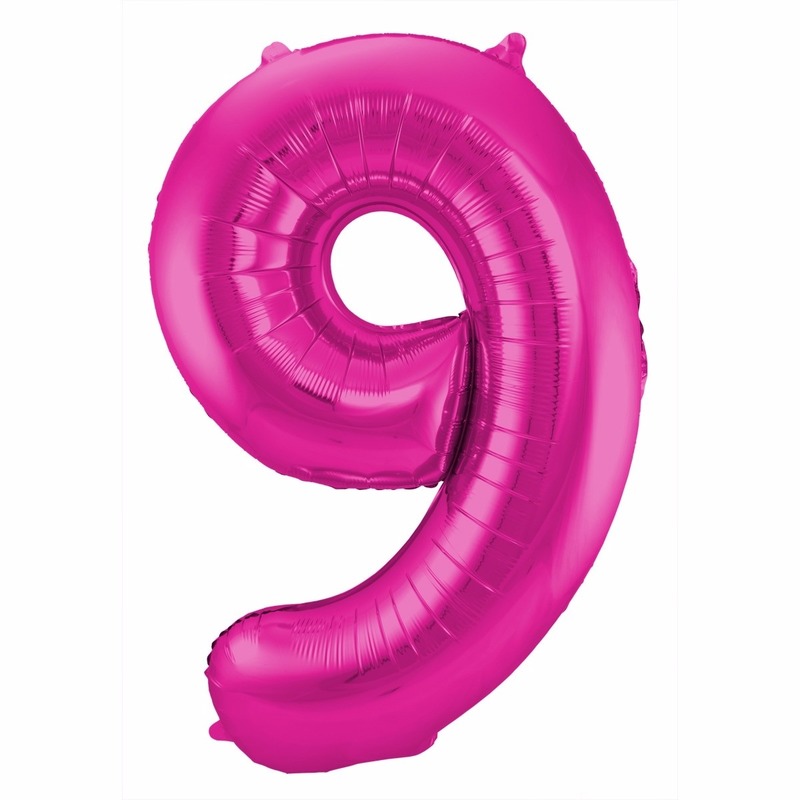 Roze folie ballonnen 9 jaar