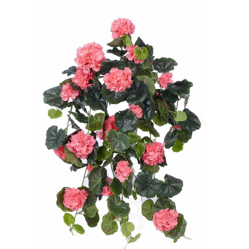 Roze geranium kunstplant hangplant 70 cm