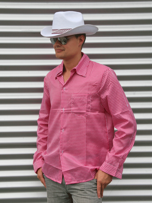 Roze geruit cowboy overhemd voor heren