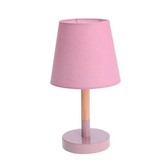 Roze tafellamp-schemerlamp hout-metaal 23 cm