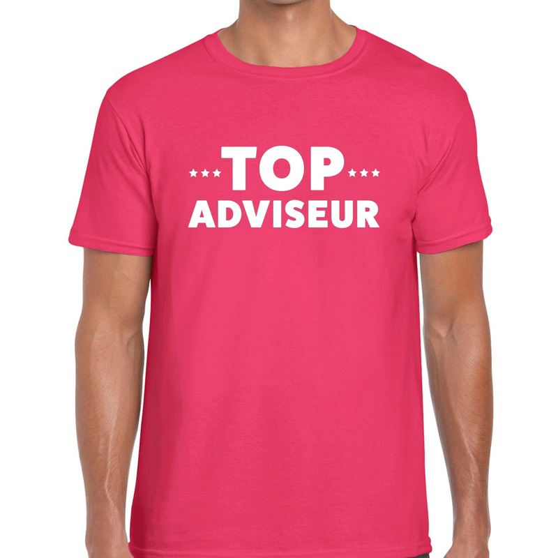 Roze tekst shirt met top adviseur bedrukking voor heren