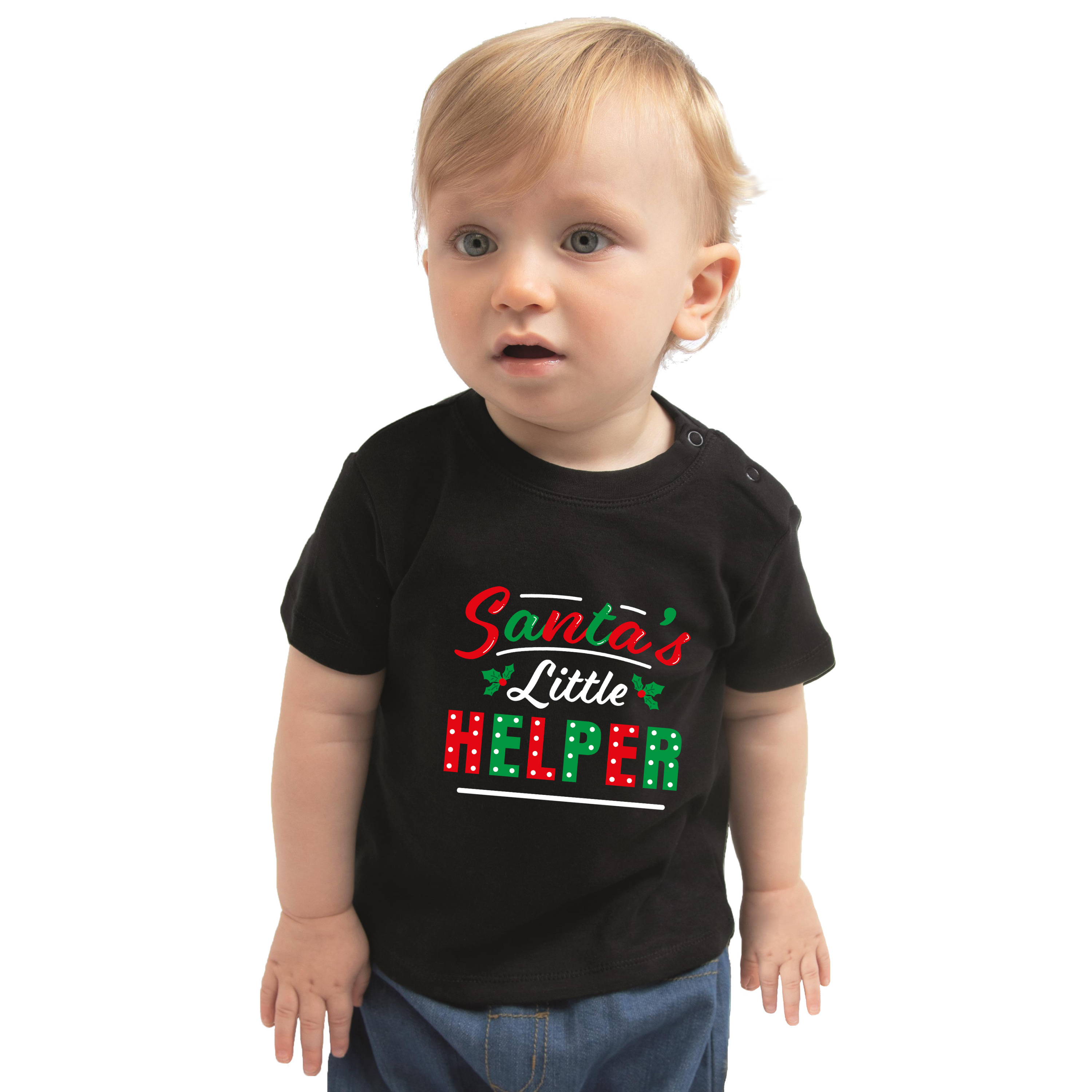 Santas little helper-Het hulpje van de Kerstman Kerst t-shirt zwart voor babys