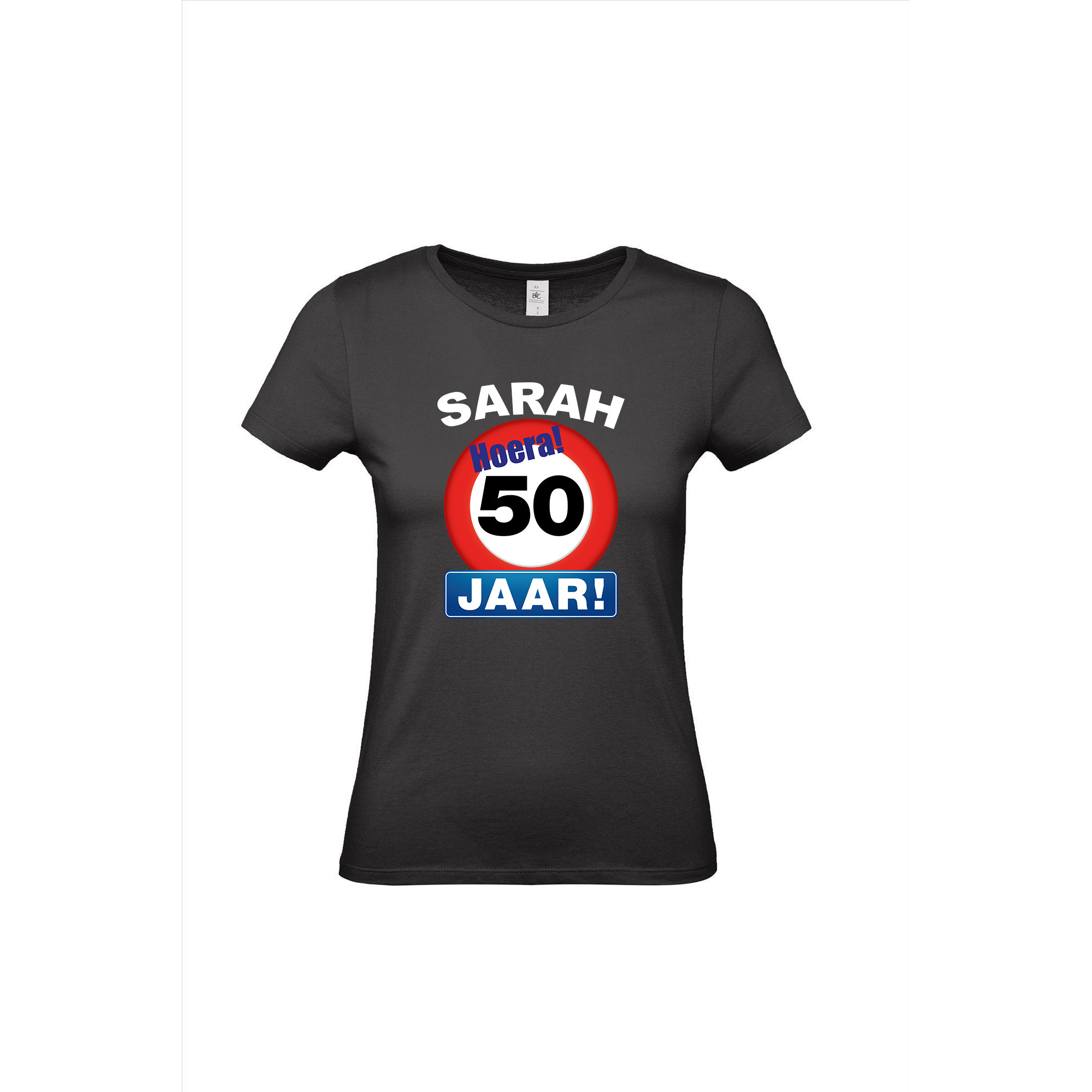 Sarah Hoera 50 jaar stopbord pop shirt- kleding voor opvulbare pop