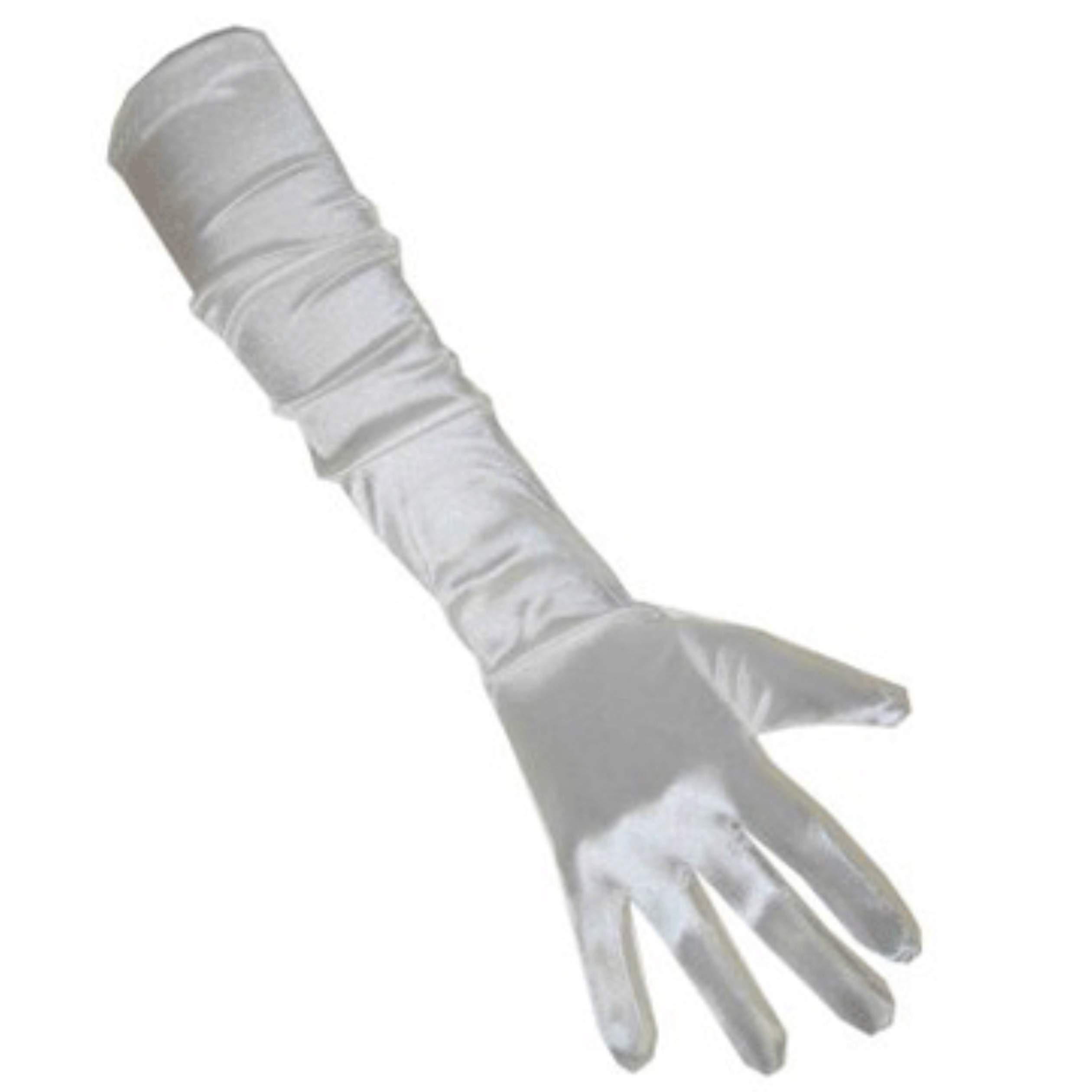 Satijnen gala handschoenen wit