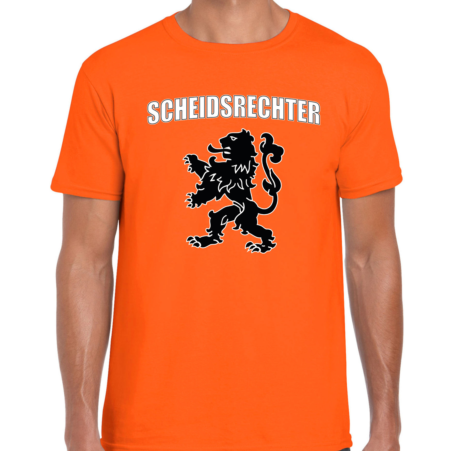 Scheidsrechter met leeuw oranje t-shirt Holland-Nederland supporter EK- WK voor heren