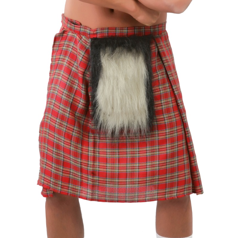 Schotse verkleed rokken-kilts rood met bontje voor heren