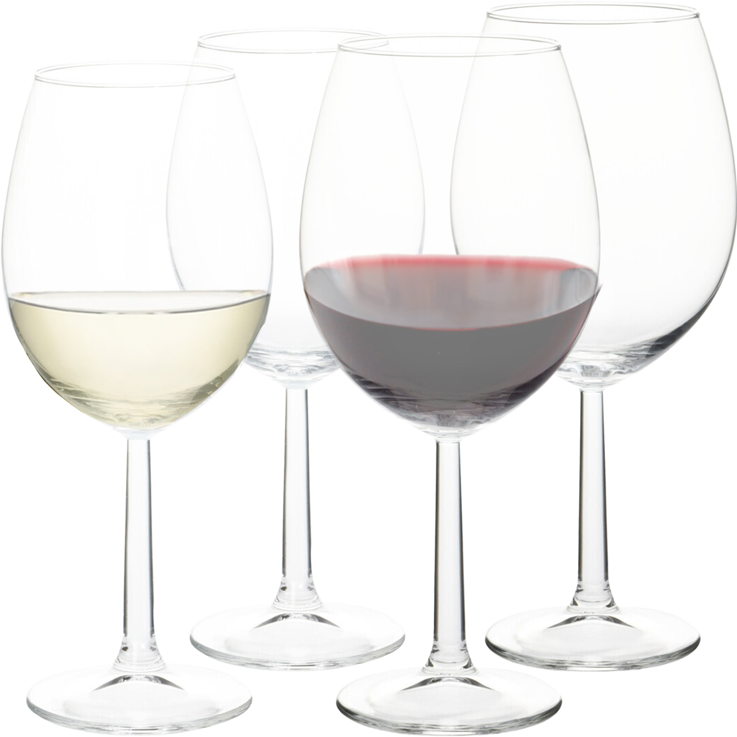 Set van 12 wijnglazen transparant 430-580 ml