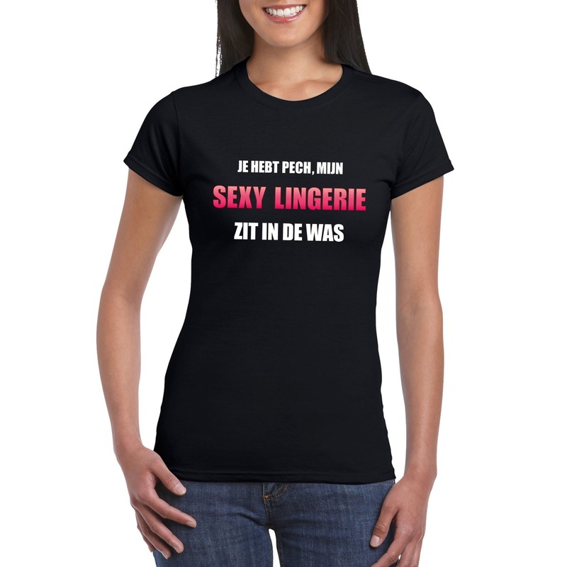 Sexy lingerie zit in de was dames carnaval t-shirt zwart