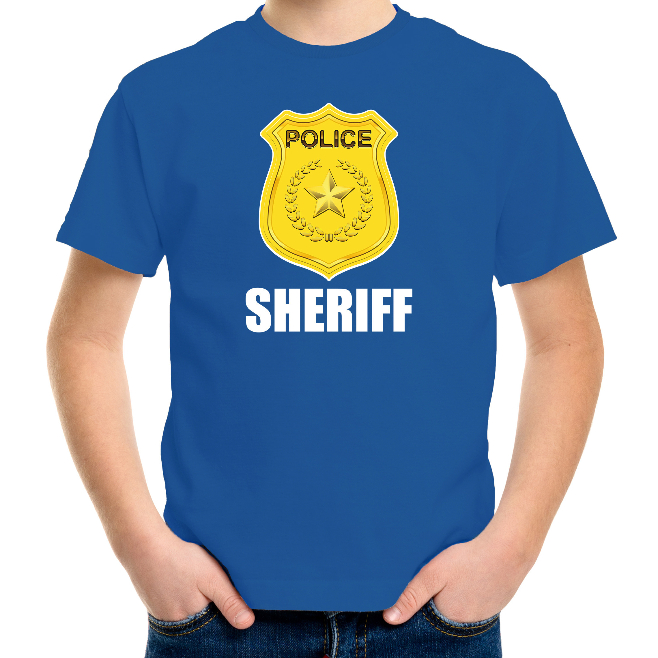 Sheriff police-politie embleem t-shirt blauw voor kinderen