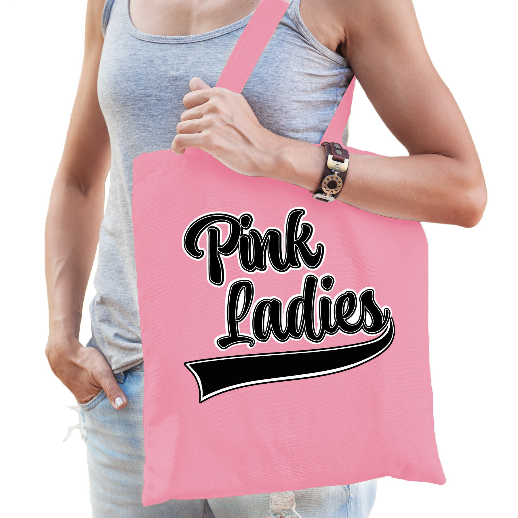 Shopper-tas Grease Pink Ladies 42 x 38 cm roze