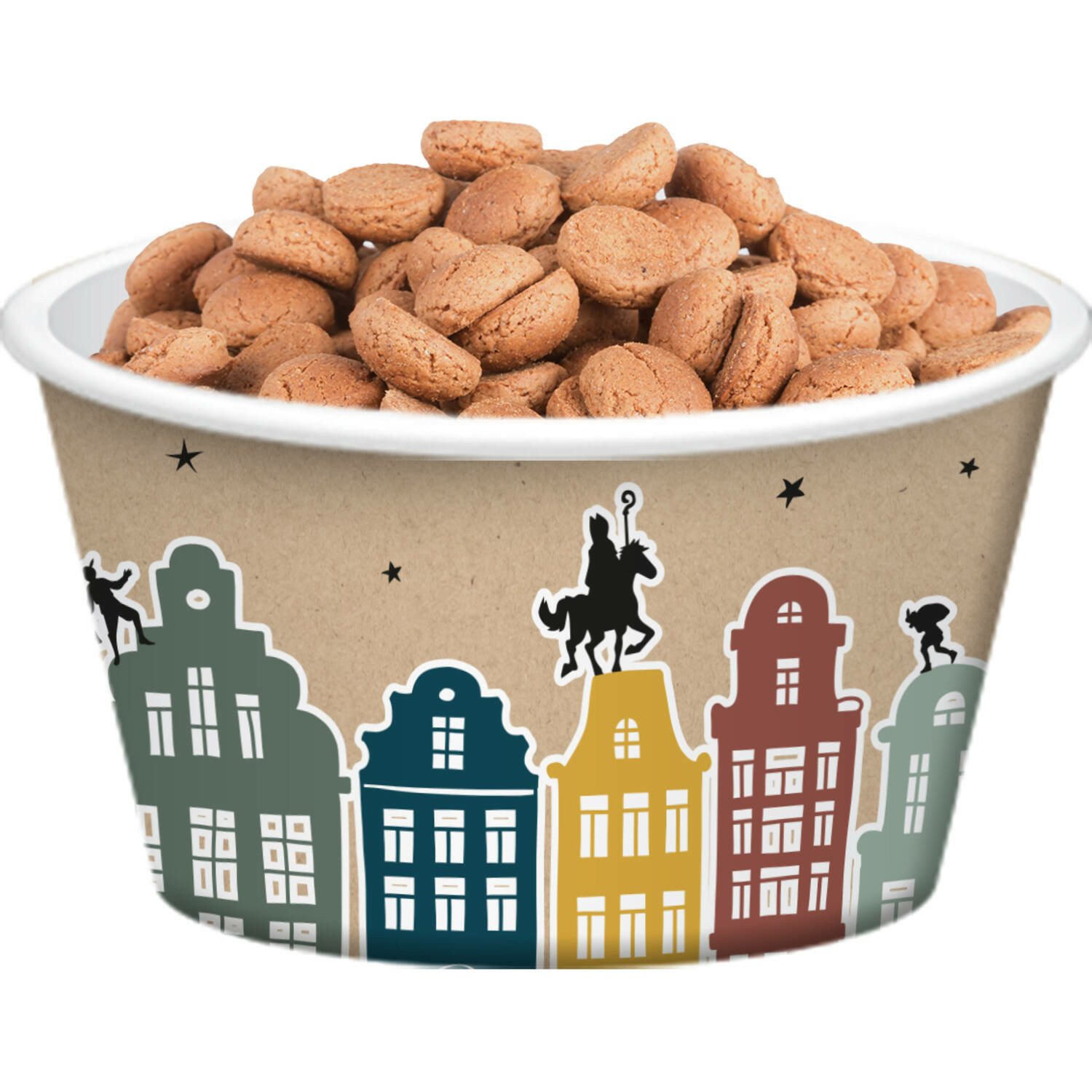 Sinterklaas pepernoot-snoep bakjes papier met Welkom Sint en Piet print 5x stuks 250 ml