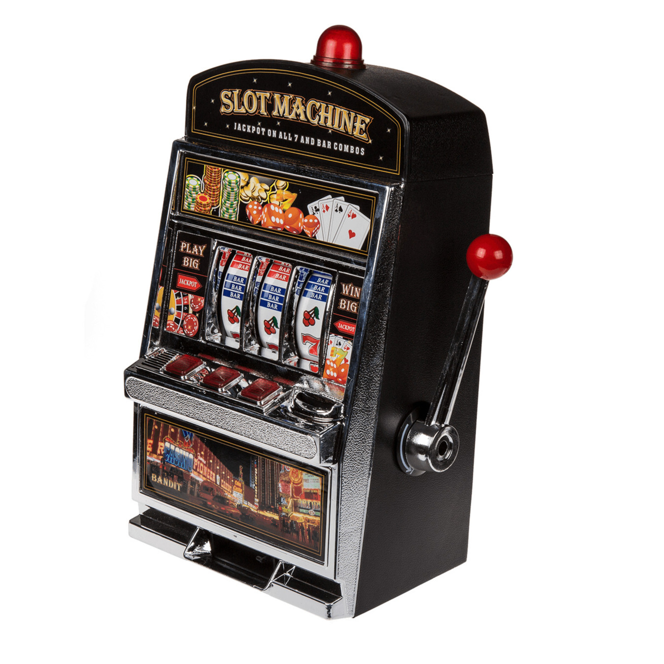 Spaarpot gokautomaat slot machine met LED licht en geluid 37 x 20 cm