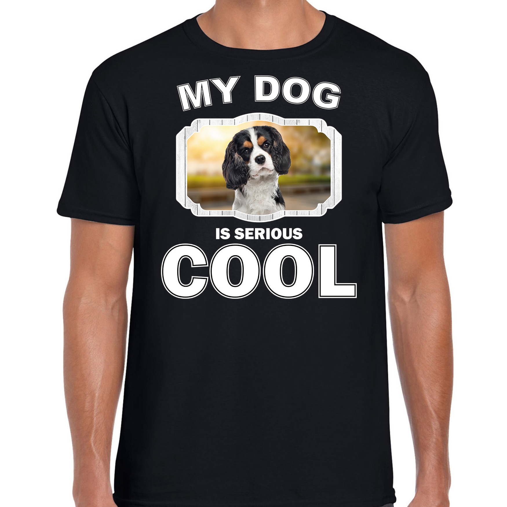 Spaniel honden t-shirt my dog is serious cool zwart voor heren