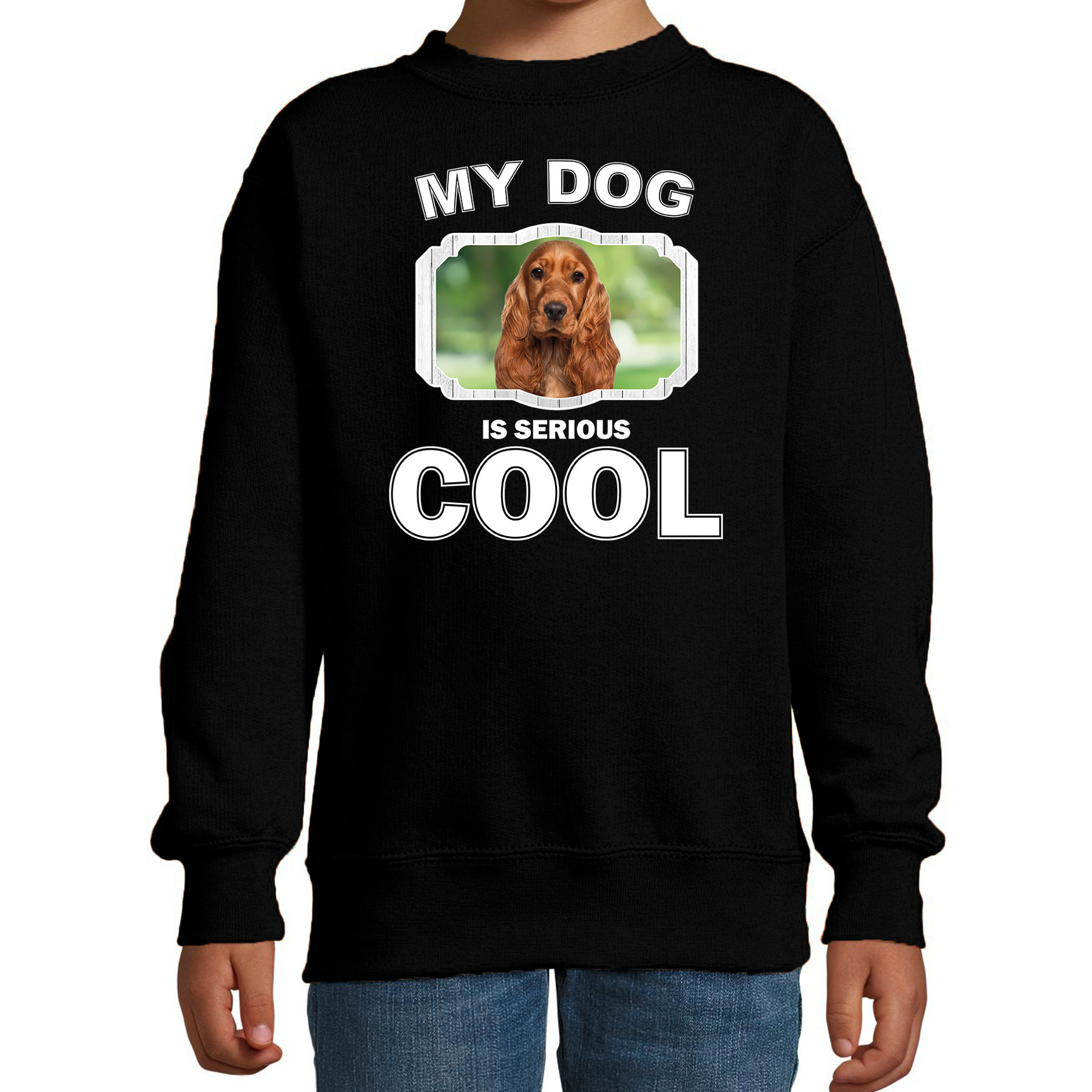 Spaniel honden trui-sweater my dog is serious cool zwart voor kinderen