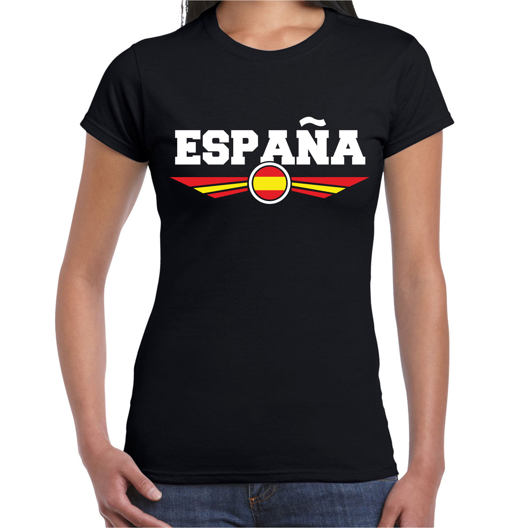 Spanje-Espana landen t-shirt zwart dames