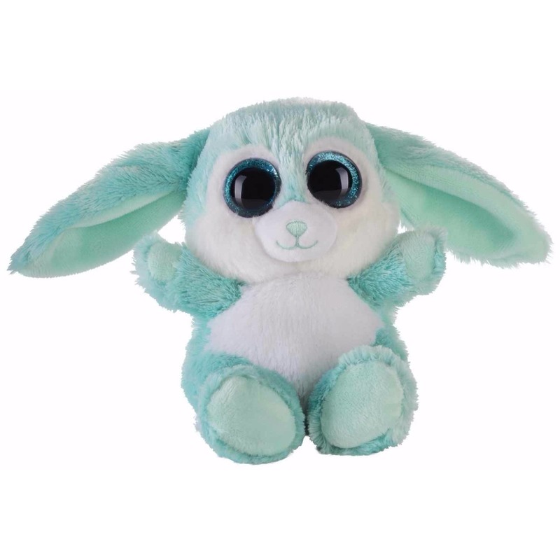 Speelgoed knuffel turquoise haasje-konijntje 15 cm