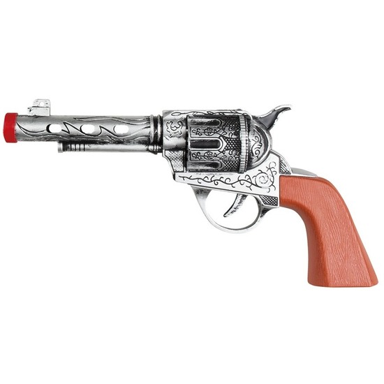 Speelgoed sheriff revolvers-pistolen zilver 20 cm