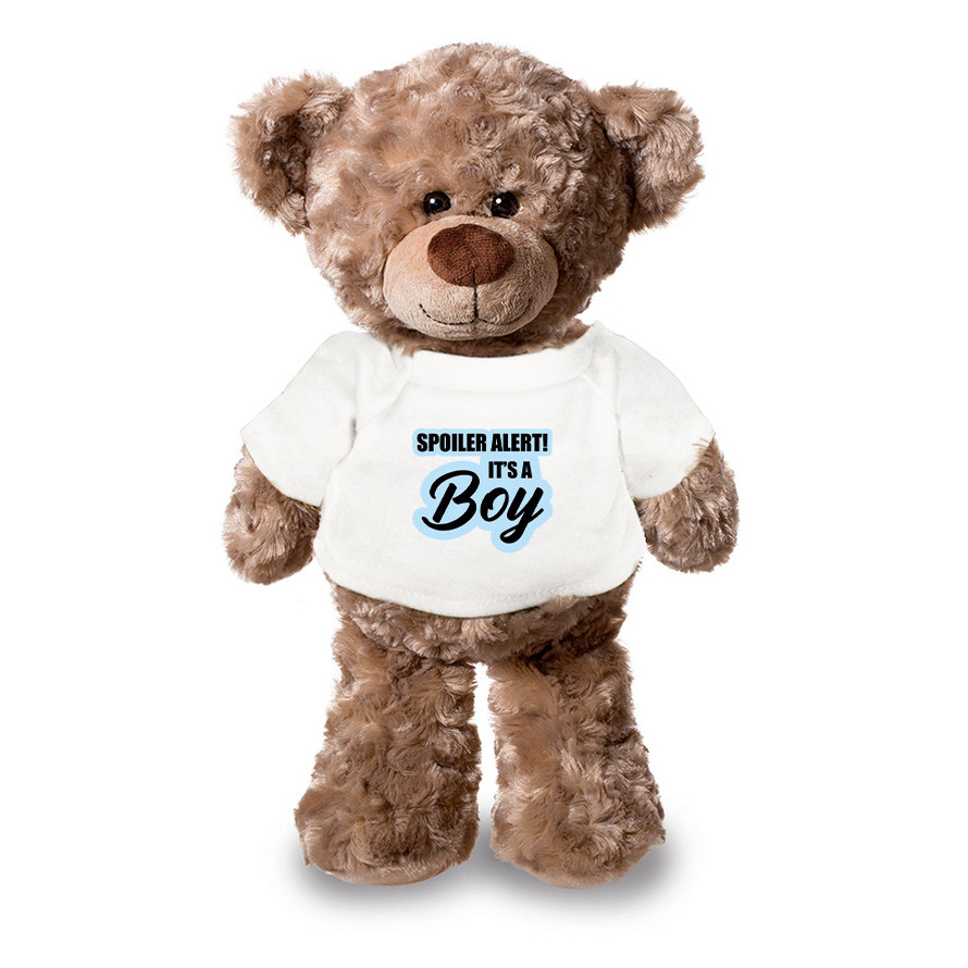 Spoiler alert boy aankondiging jongen pluche teddybeer knuffel 24 cm