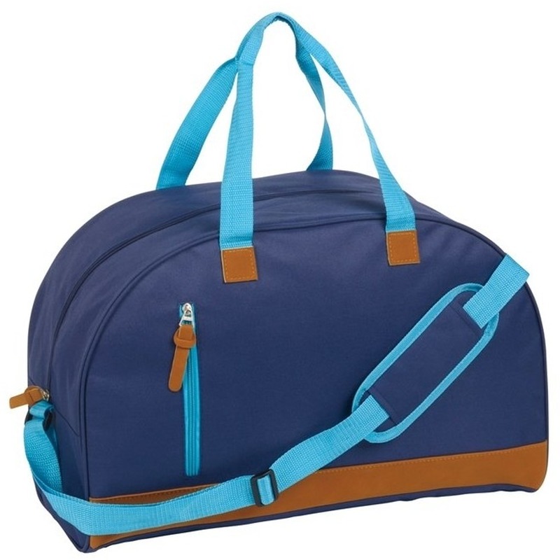 Sporttas donkerblauw-bruin met schouderband 40 liter