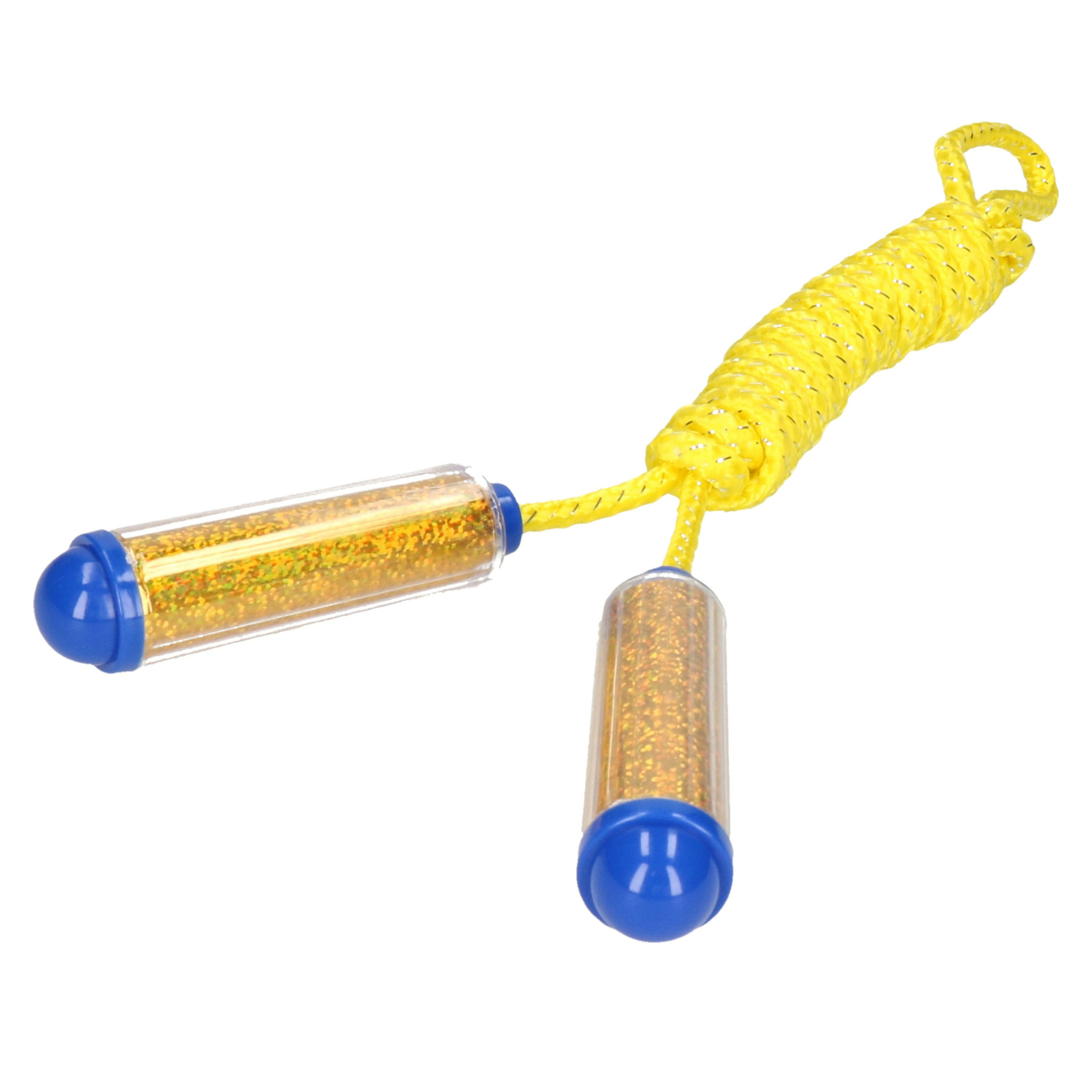 Springtouw met kunststof handvatten geel-goud 210 cm speelgoed