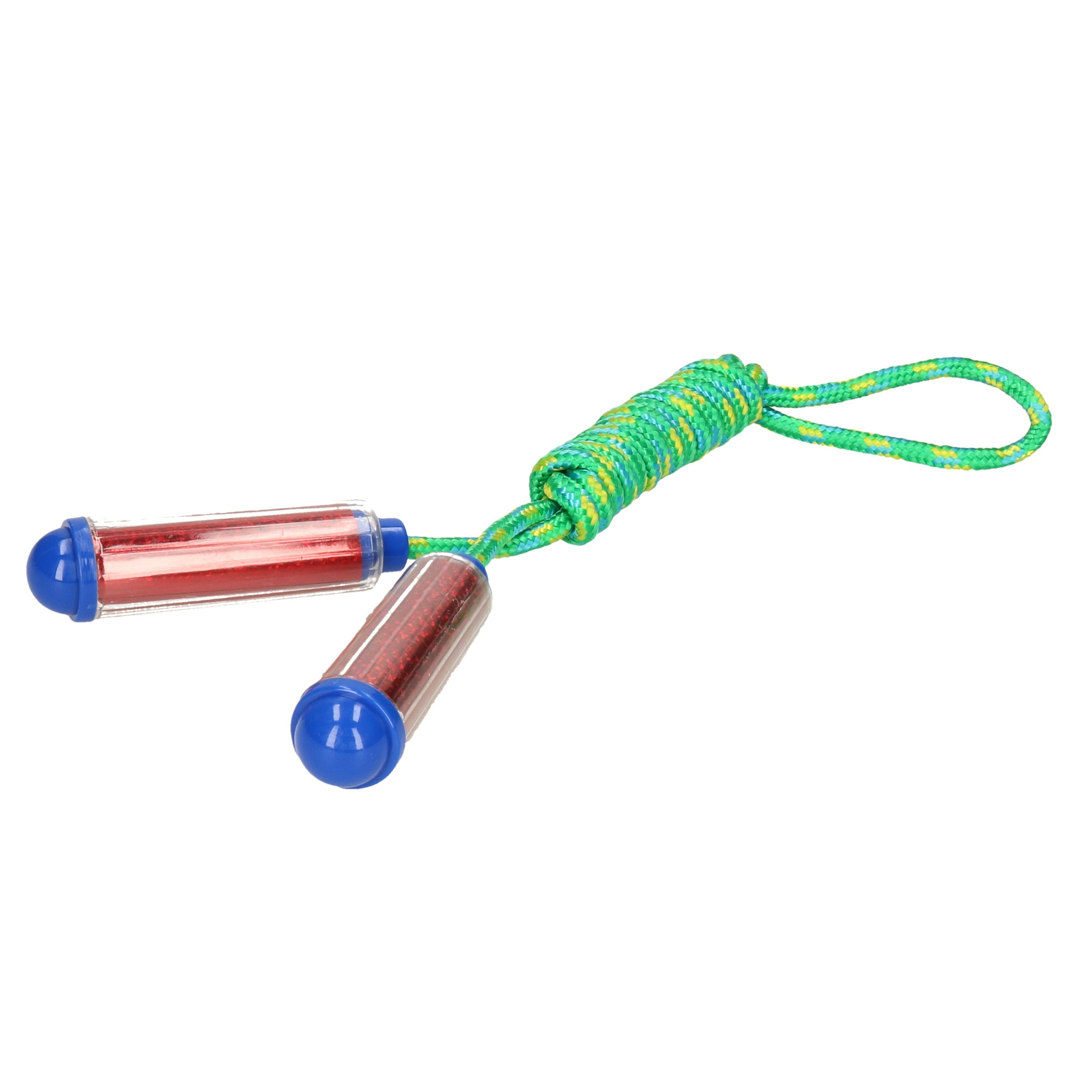 Springtouw met kunststof handvatten groen-rood 210 cm speelgoed