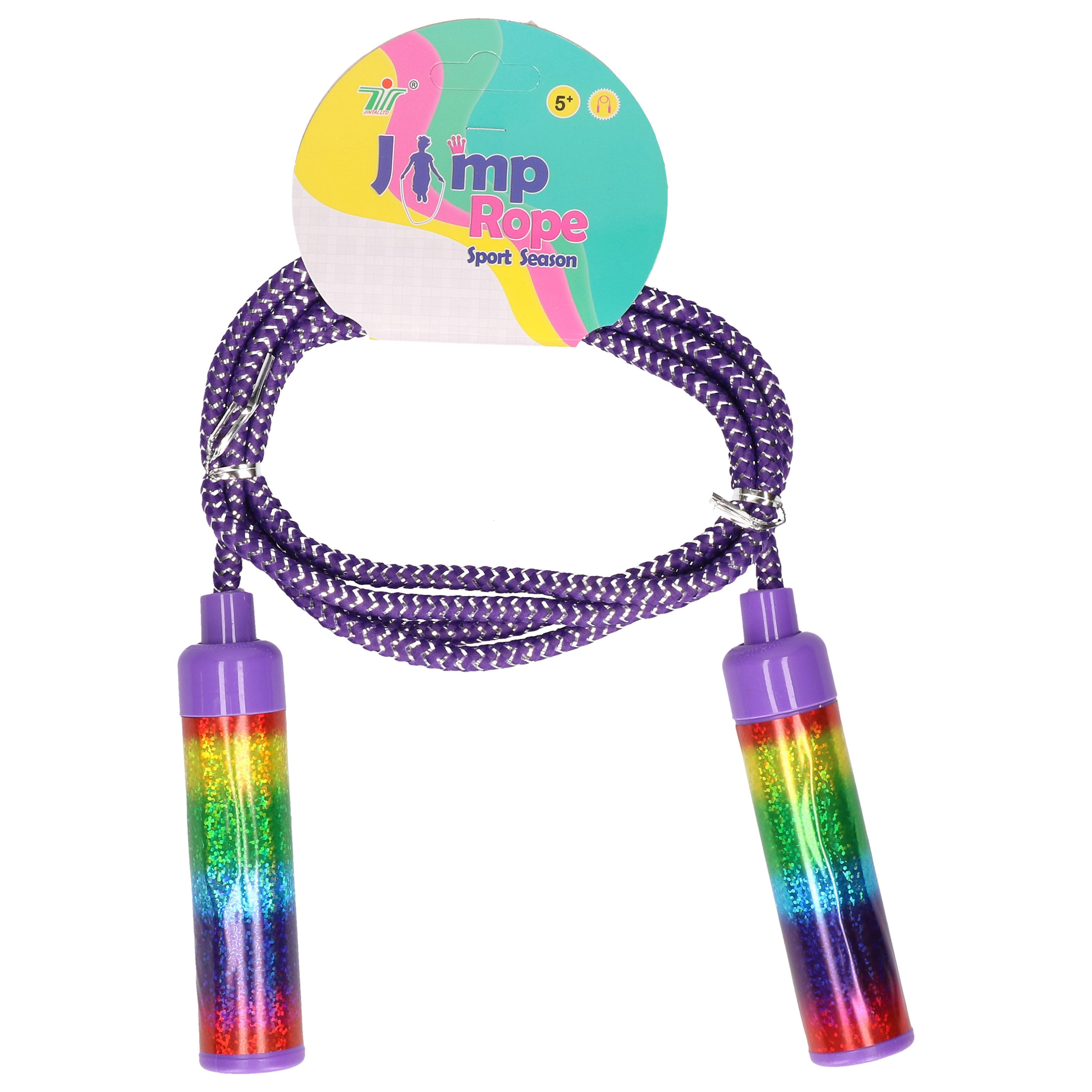 Springtouw speelgoed Rainbow glitters paars 210 cm buitenspeelgoed