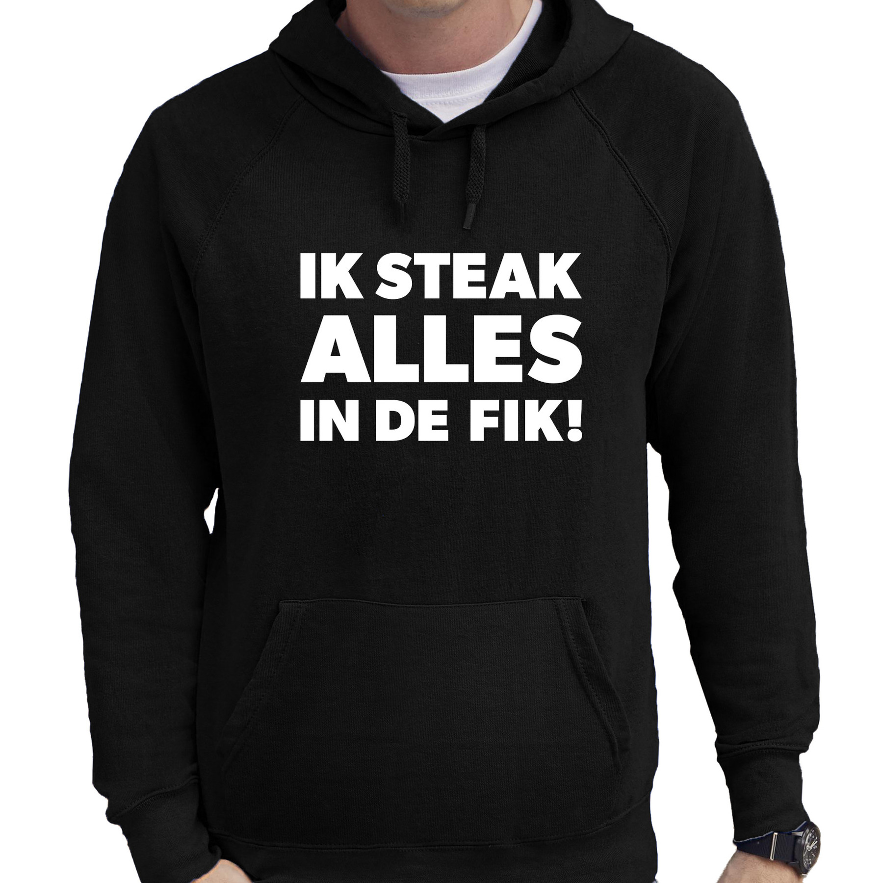 Steak alles in de fik bbq-barbecue cadeau hoodie zwart voor heren