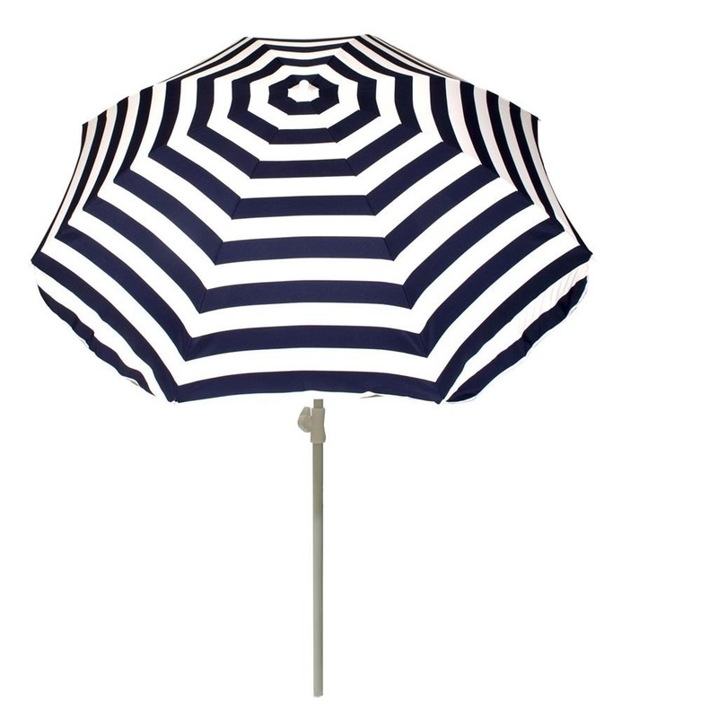 Strand parasol blauw-wit gestreept 180 cm