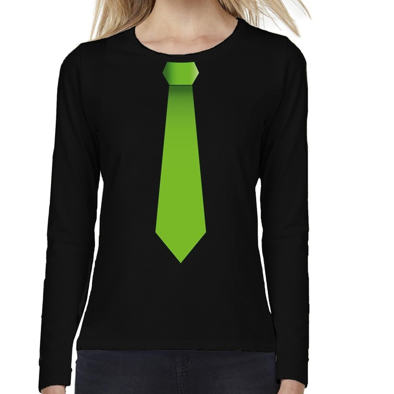 Stropdas groen long sleeve t-shirt zwart voor dames