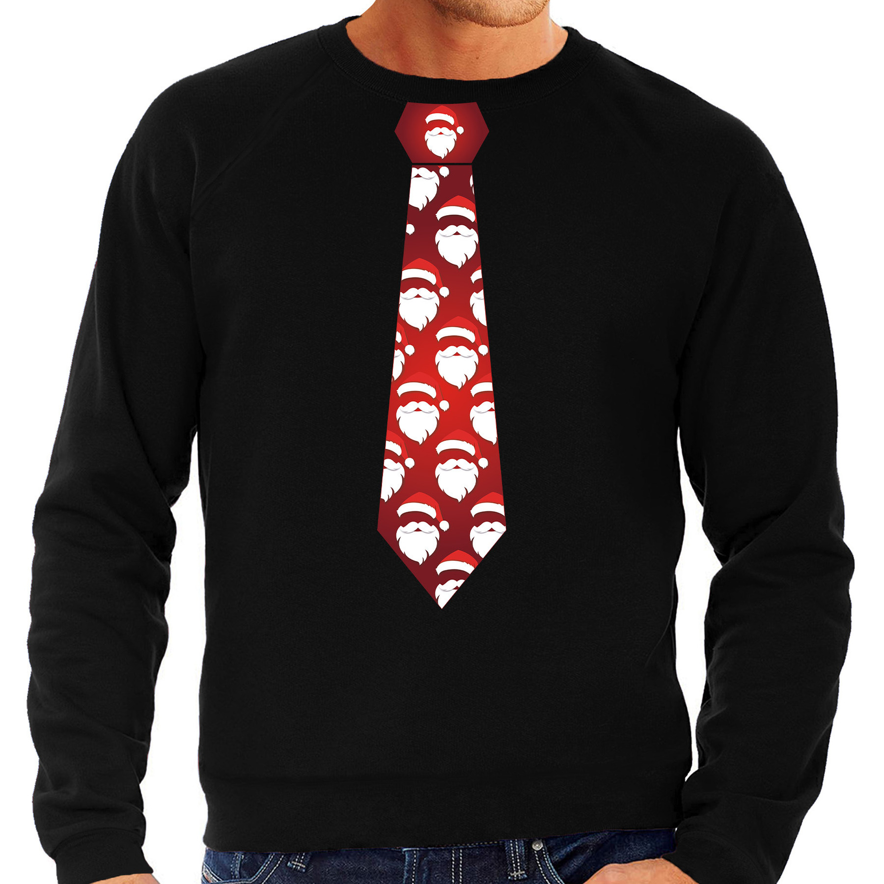 Stropdas Kersttrui-kerst sweater kerstmannen zwart voor heren