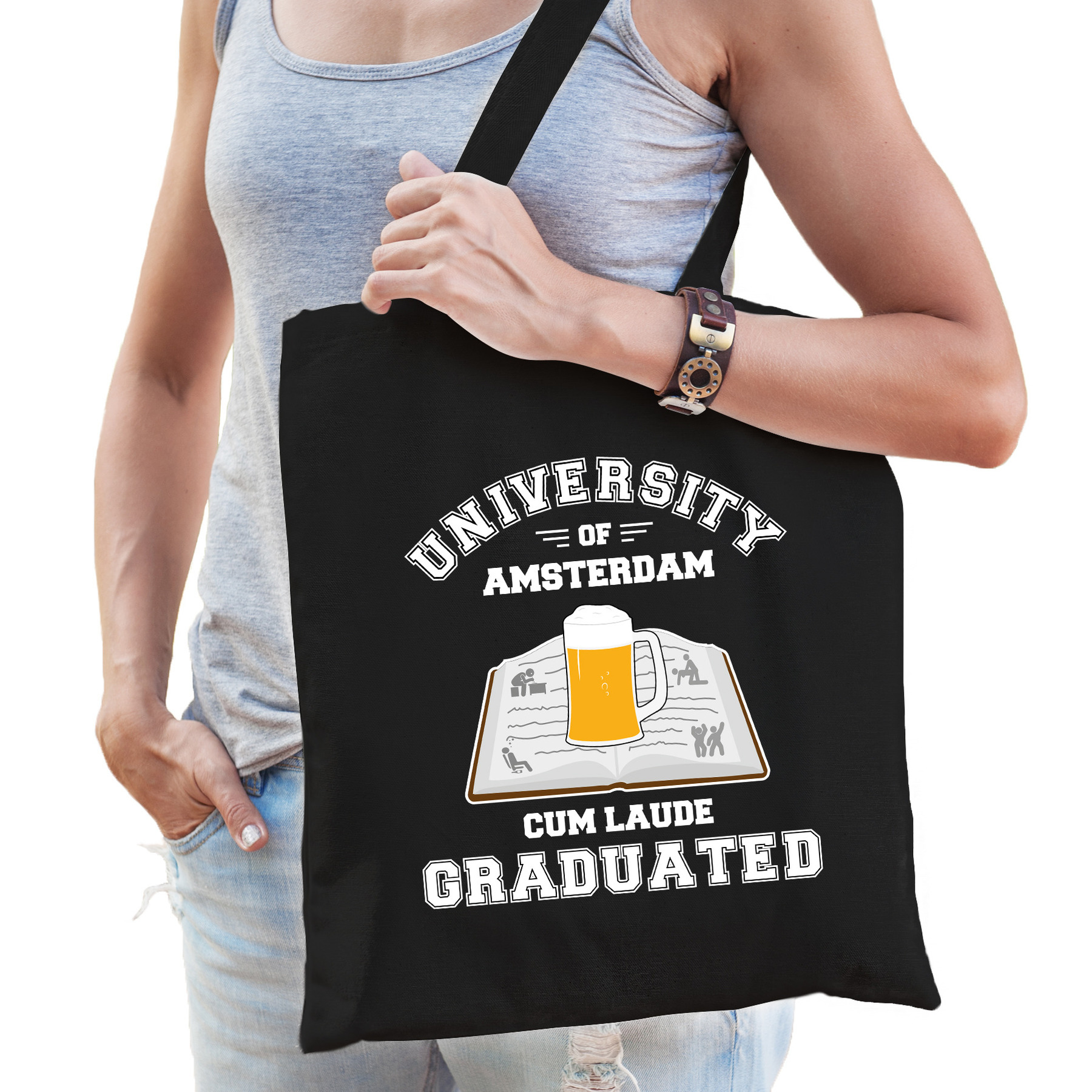 Studenten verkleed tas zwart university of Amsterdam voor dames