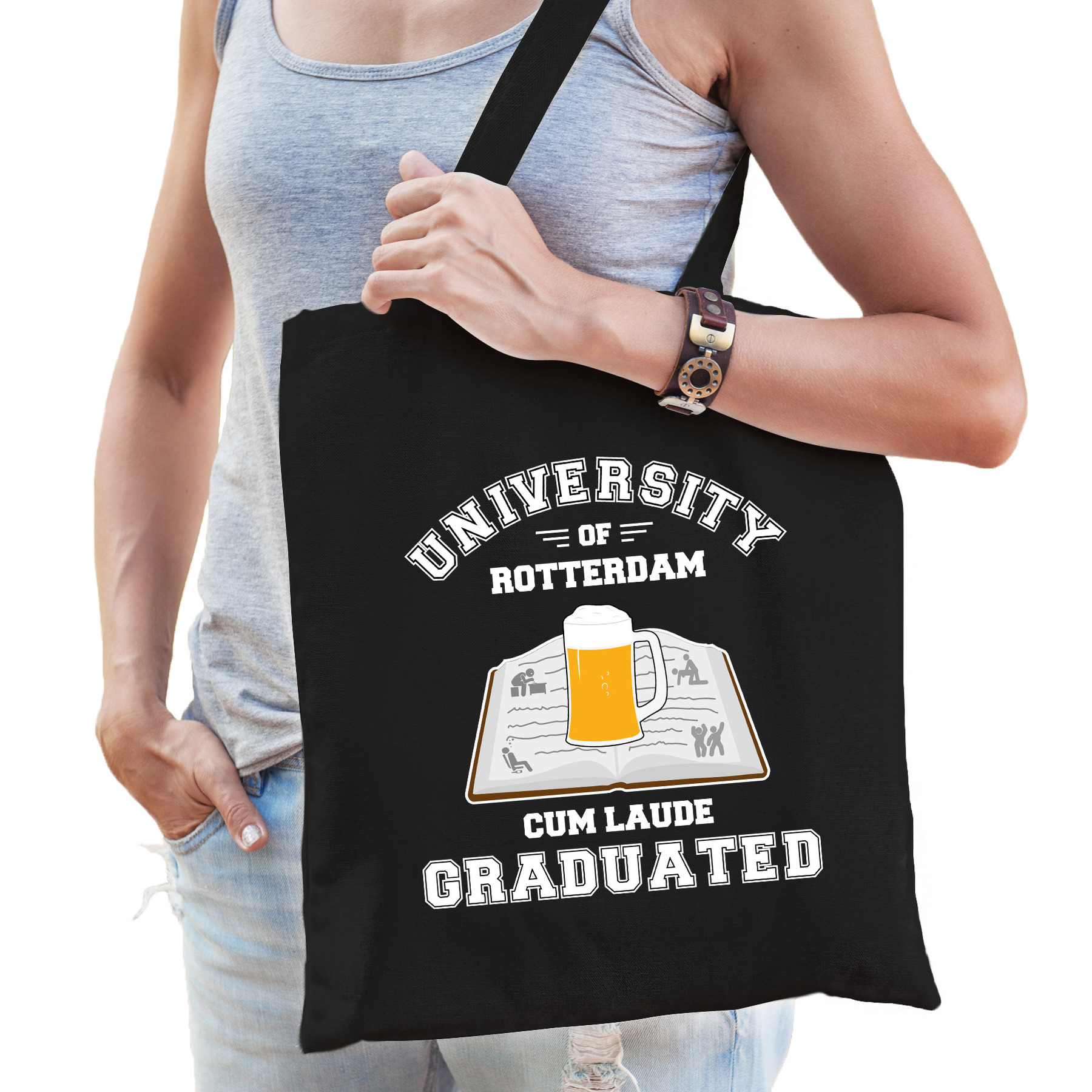 Studenten verkleed tas zwart university of Rotterdam voor dames