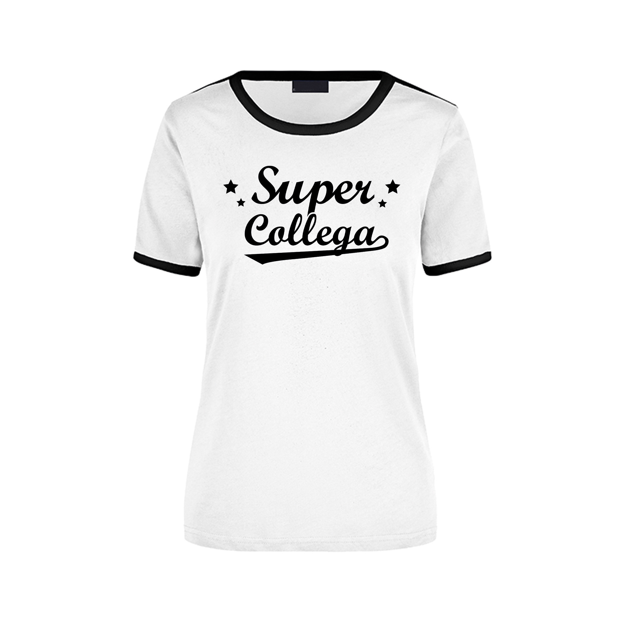 Super collega wit-zwart ringer t-shirt voor dames