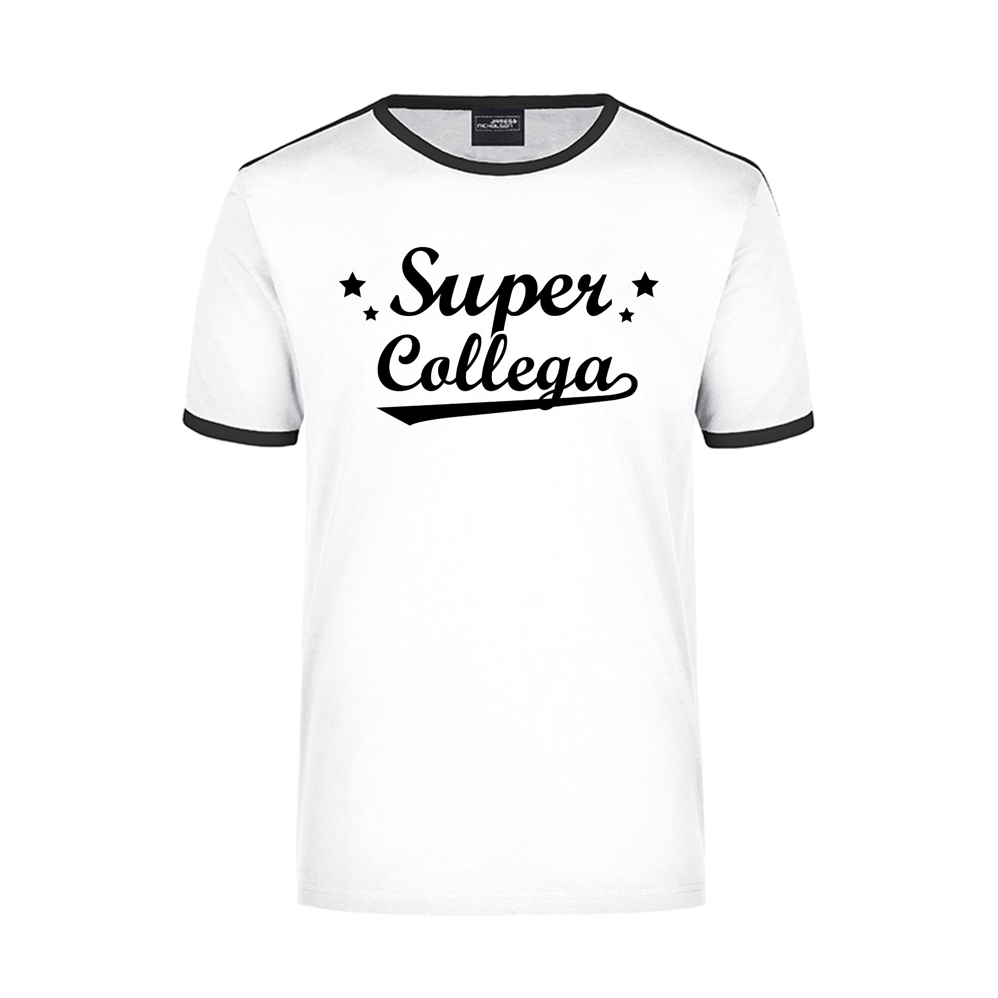 Super collega wit-zwart ringer t-shirt voor heren
