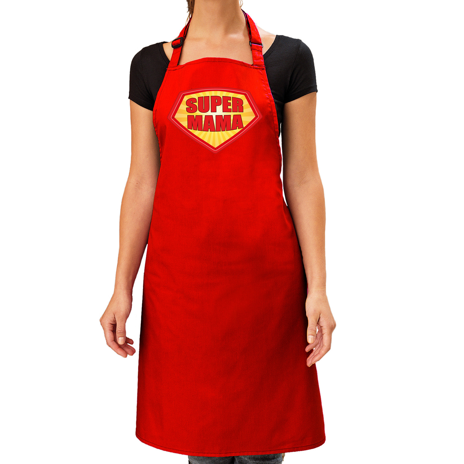 Super mama barbeque schort-keukenschort rood dames