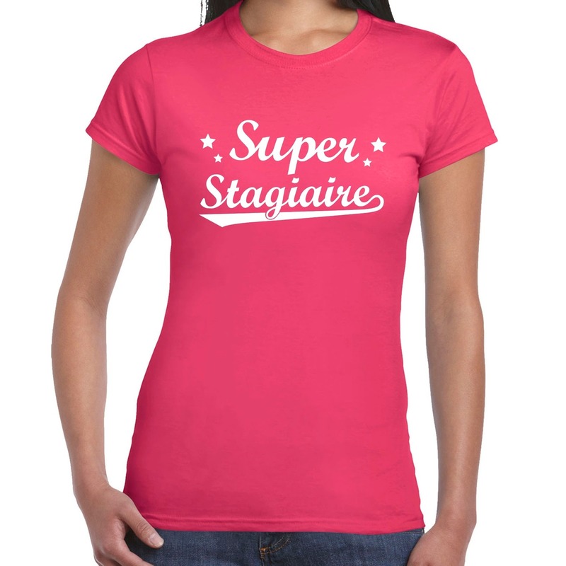 Super stagiaire cadeau t-shirt roze voor dames