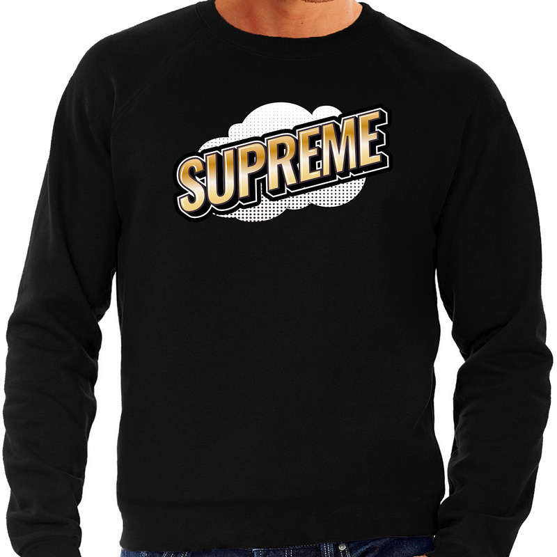 Supreme fun tekst sweater voor heren zwart in 3D effect