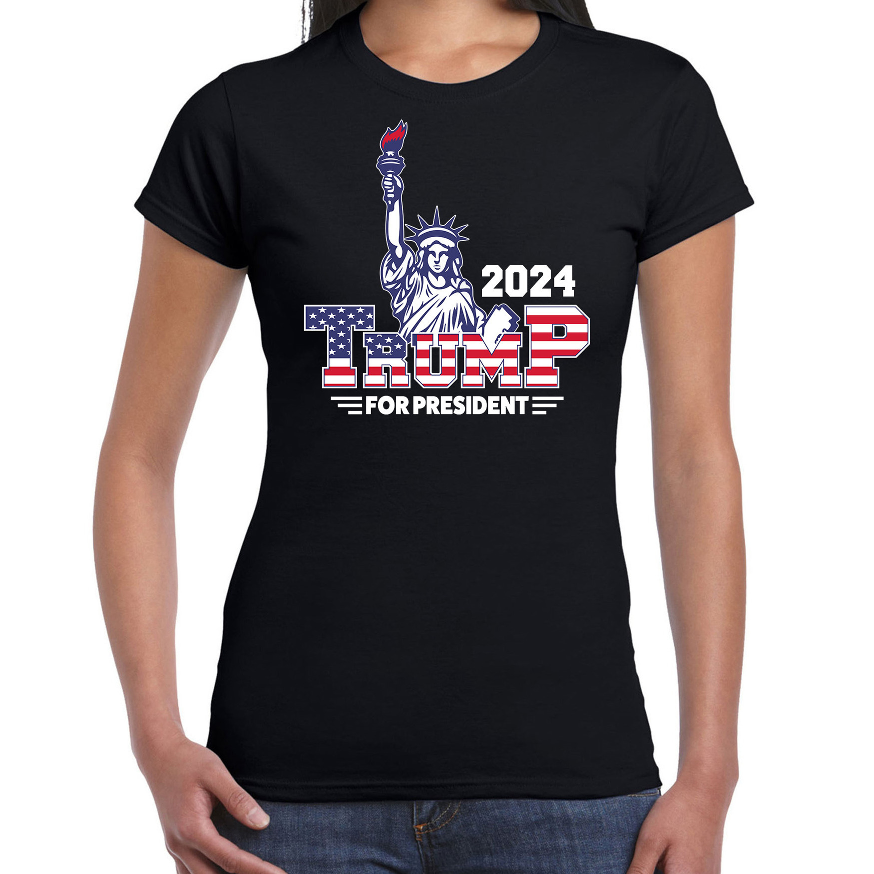 T-shirt Trump dames vrijheidsbeeld fout-grappig voor carnaval