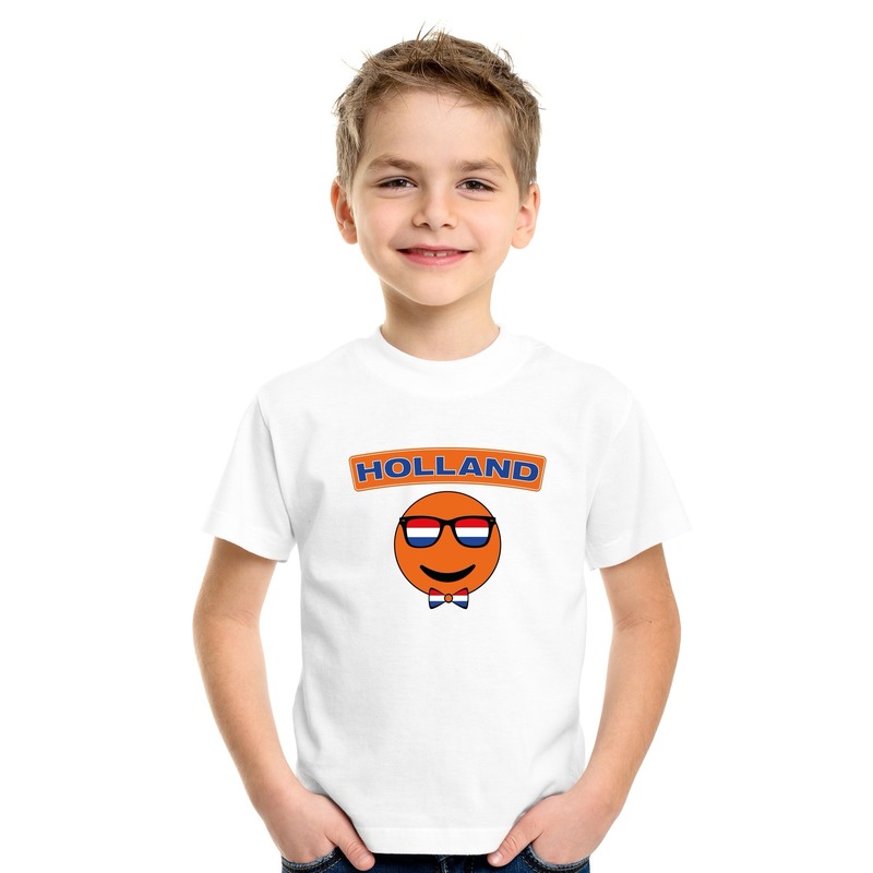 T-shirt wit Holland smiley wit kinderen