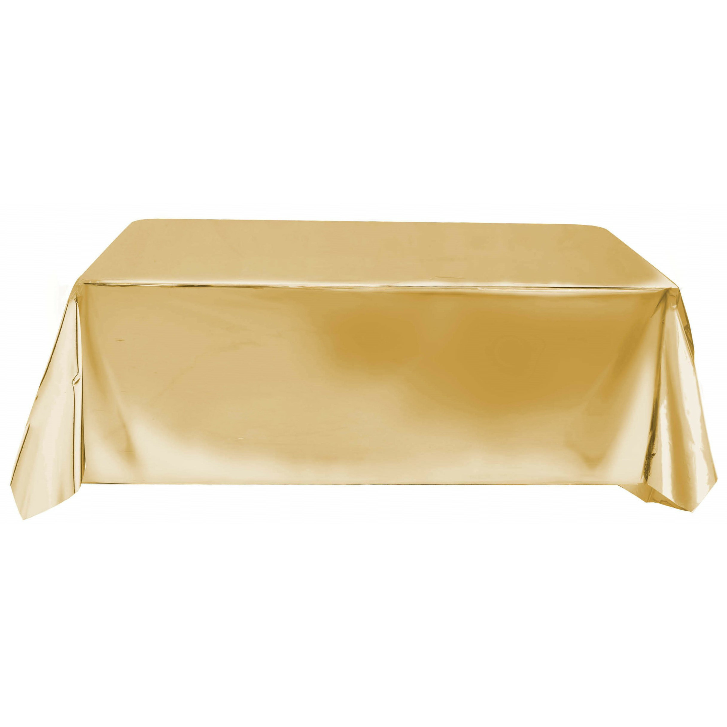 Tafelkleed-tafellaken polyester folie metallic goud 140 x 275 cm