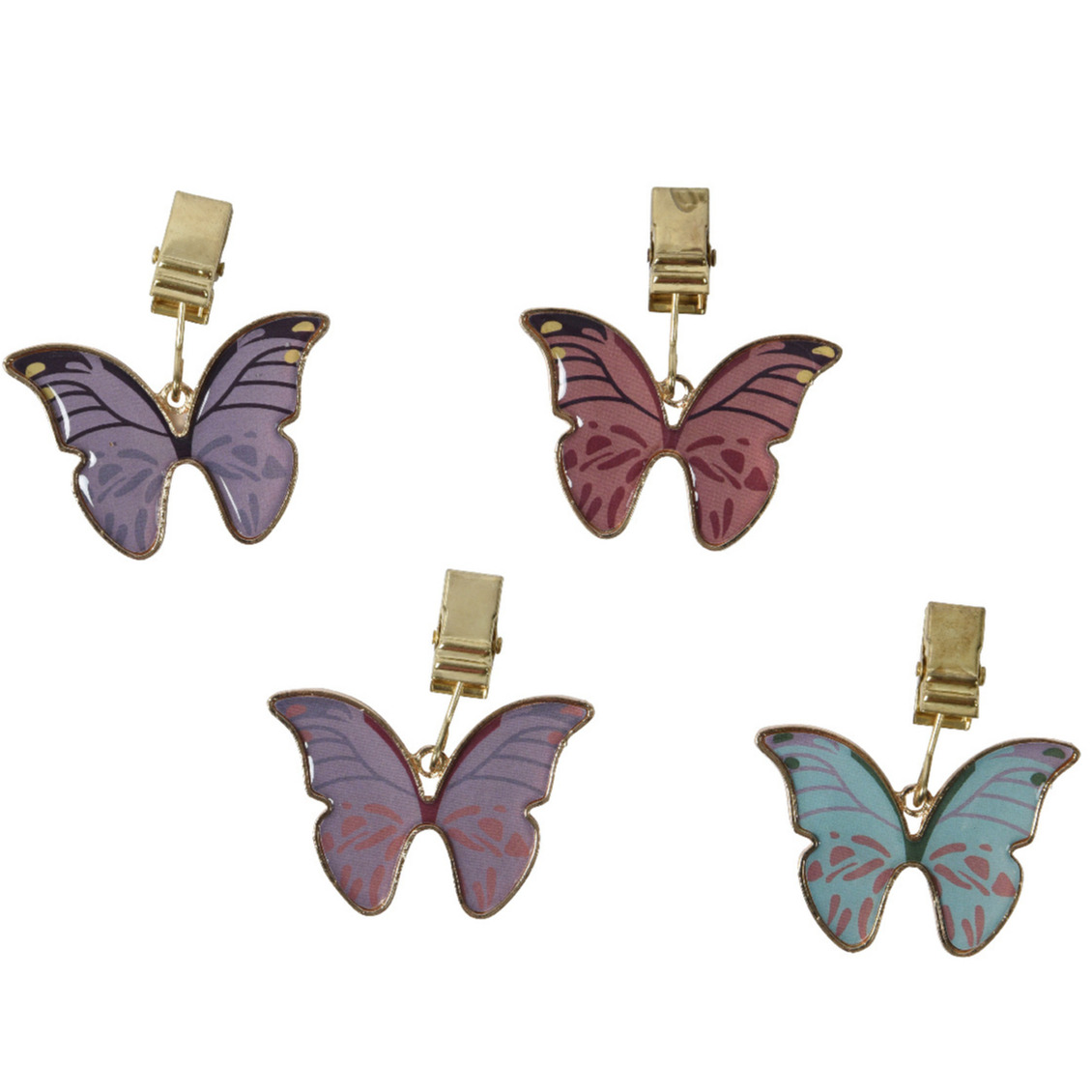 Tafelkleedgewichtjes-hangers 4x vlinder metaal paars